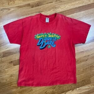Vintage Nickelodeon Super Sloppy Double Dare T-Shirt Mens XL Red 2 Sided 90s
